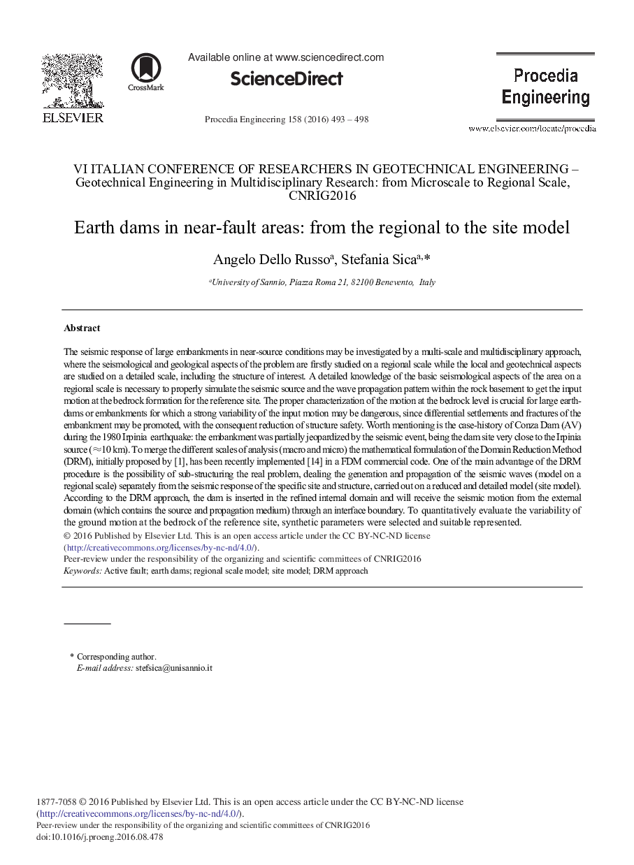 Earth Dams in Near-fault Areas: From the Regional to the Site Model