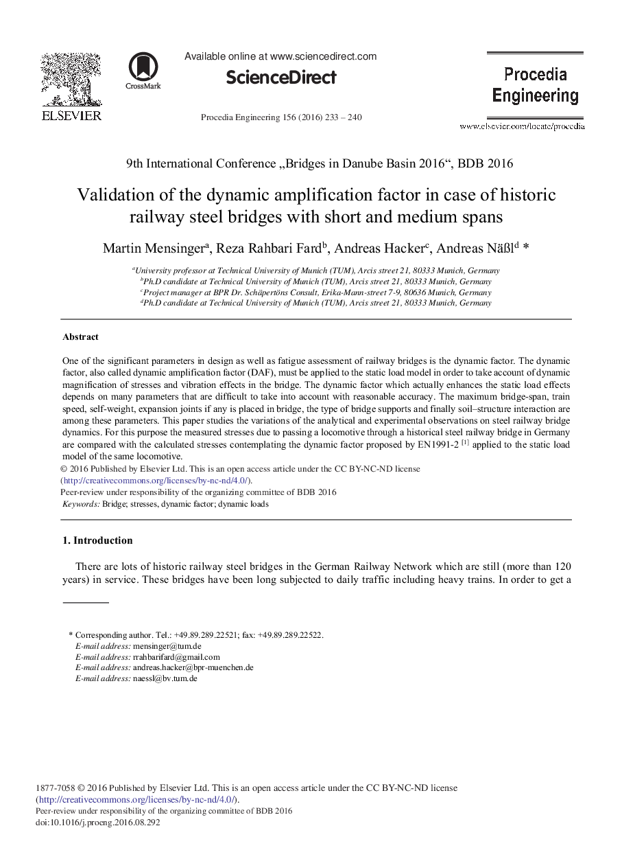 Validation of the Dynamic Amplification Factor in Case of Historic Railway Steel Bridges with Short and Medium Spans