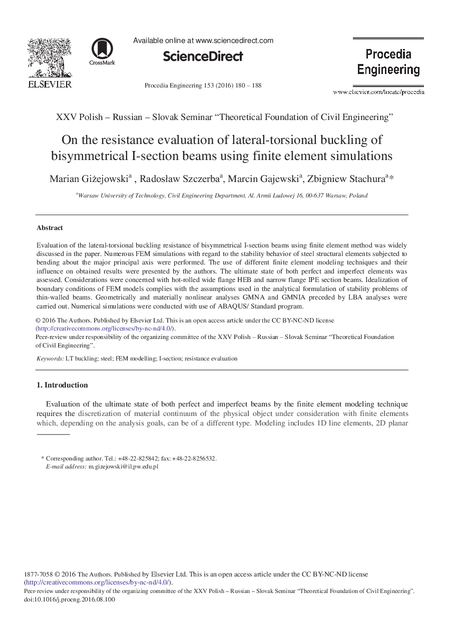 On the Resistance Evaluation of Lateral-torsional Buckling of Bisymmetrical I-section Beams Using Finite Element Simulations