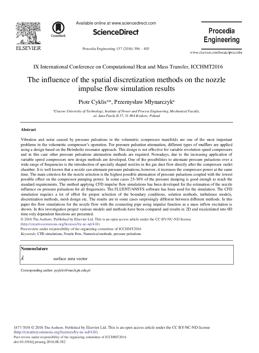 The Influence of the Spatial Discretization Methods on the Nozzle Impulse Flow Simulation Results