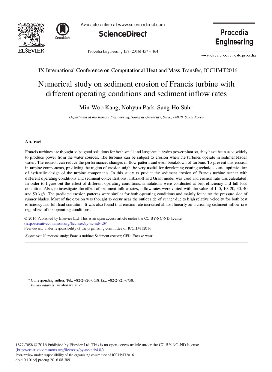 Numerical Study on Sediment Erosion of Francis Turbine with Different Operating Conditions and Sediment Inflow Rates