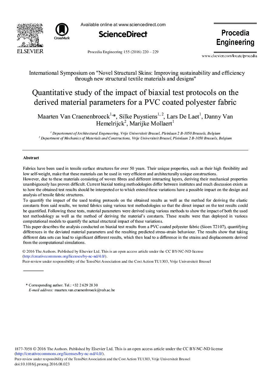 Quantitative Study of the Impact of Biaxial Test Protocols on the Derived Material Parameters for a PVC Coated Polyester Fabric