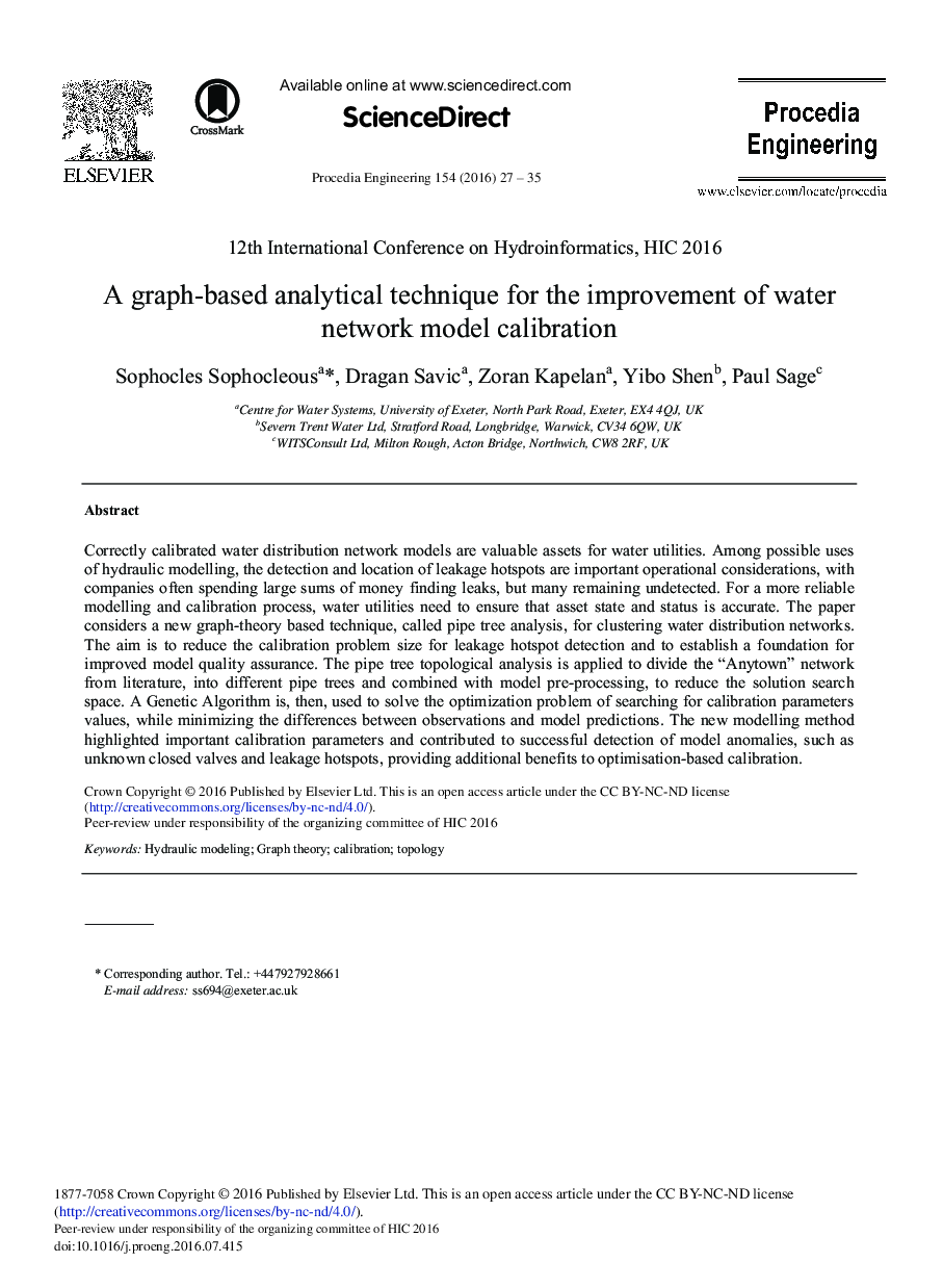 A Graph-based Analytical Technique for the Improvement of Water Network Model Calibration