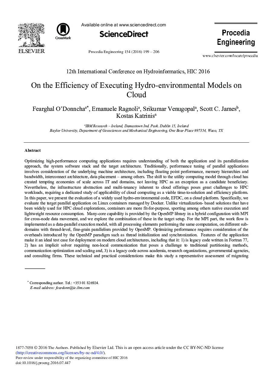 در کارآمدی اجرای مدل های آب و هوایی در محیط ابر 