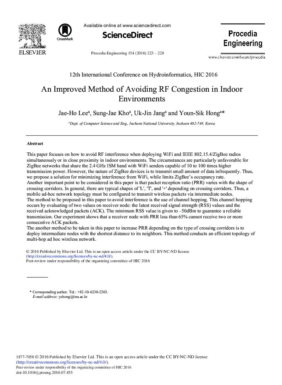 An Improved Method of Avoiding RF Congestion in Indoor Environments