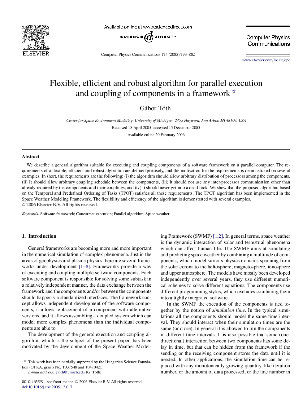 Flexible, efficient and robust algorithm for parallel execution and coupling of components in a framework 