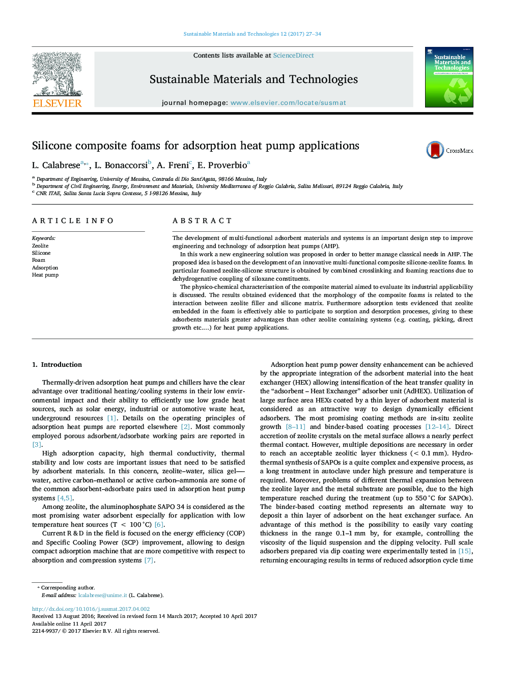 Silicone composite foams for adsorption heat pump applications