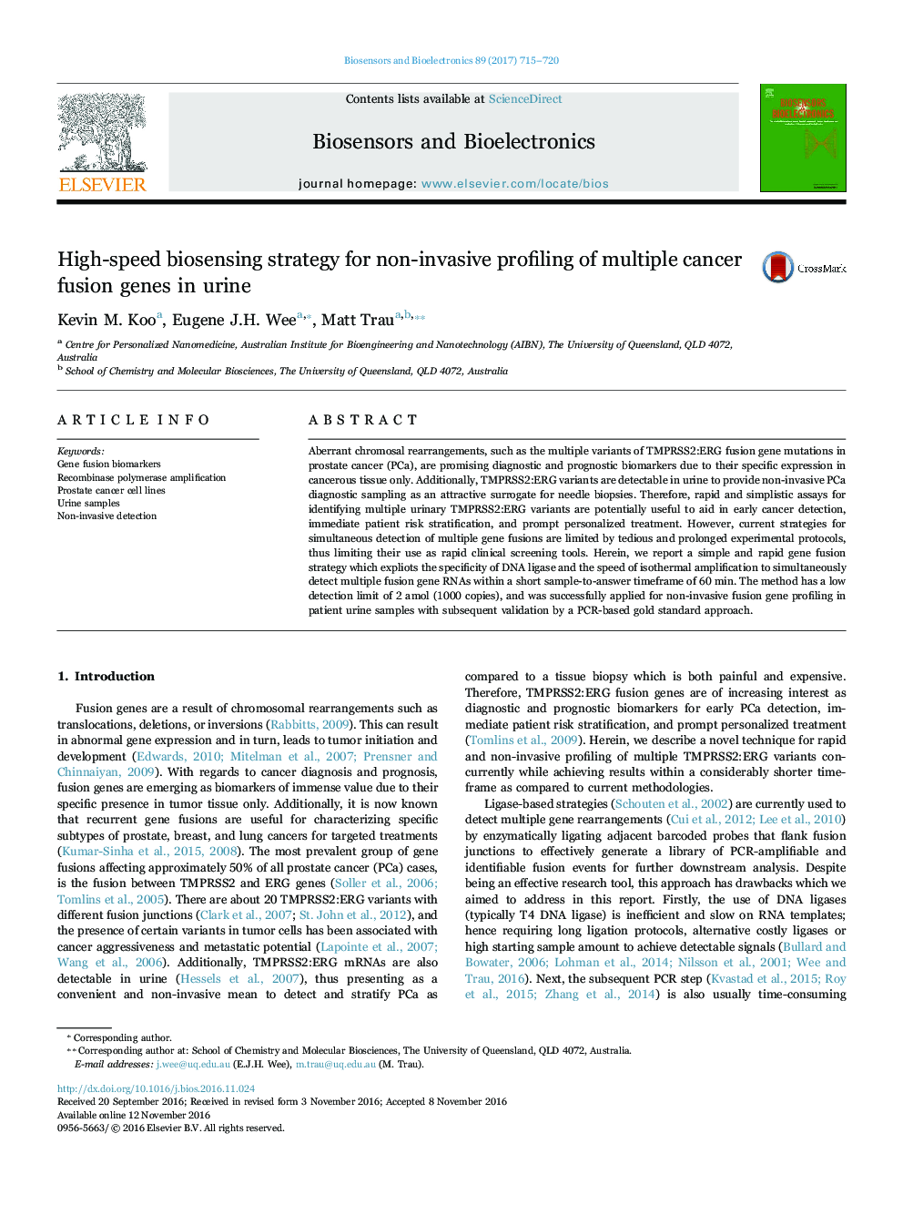 High-speed biosensing strategy for non-invasive profiling of multiple cancer fusion genes in urine