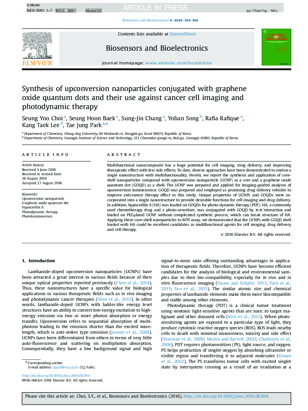 Synthesis of upconversion nanoparticles conjugated with graphene oxide quantum dots and their use against cancer cell imaging and photodynamic therapy