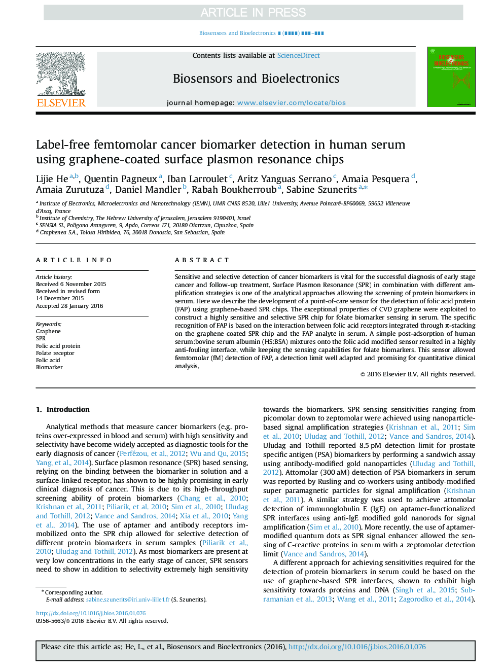 Label-free femtomolar cancer biomarker detection in human serum using graphene-coated surface plasmon resonance chips