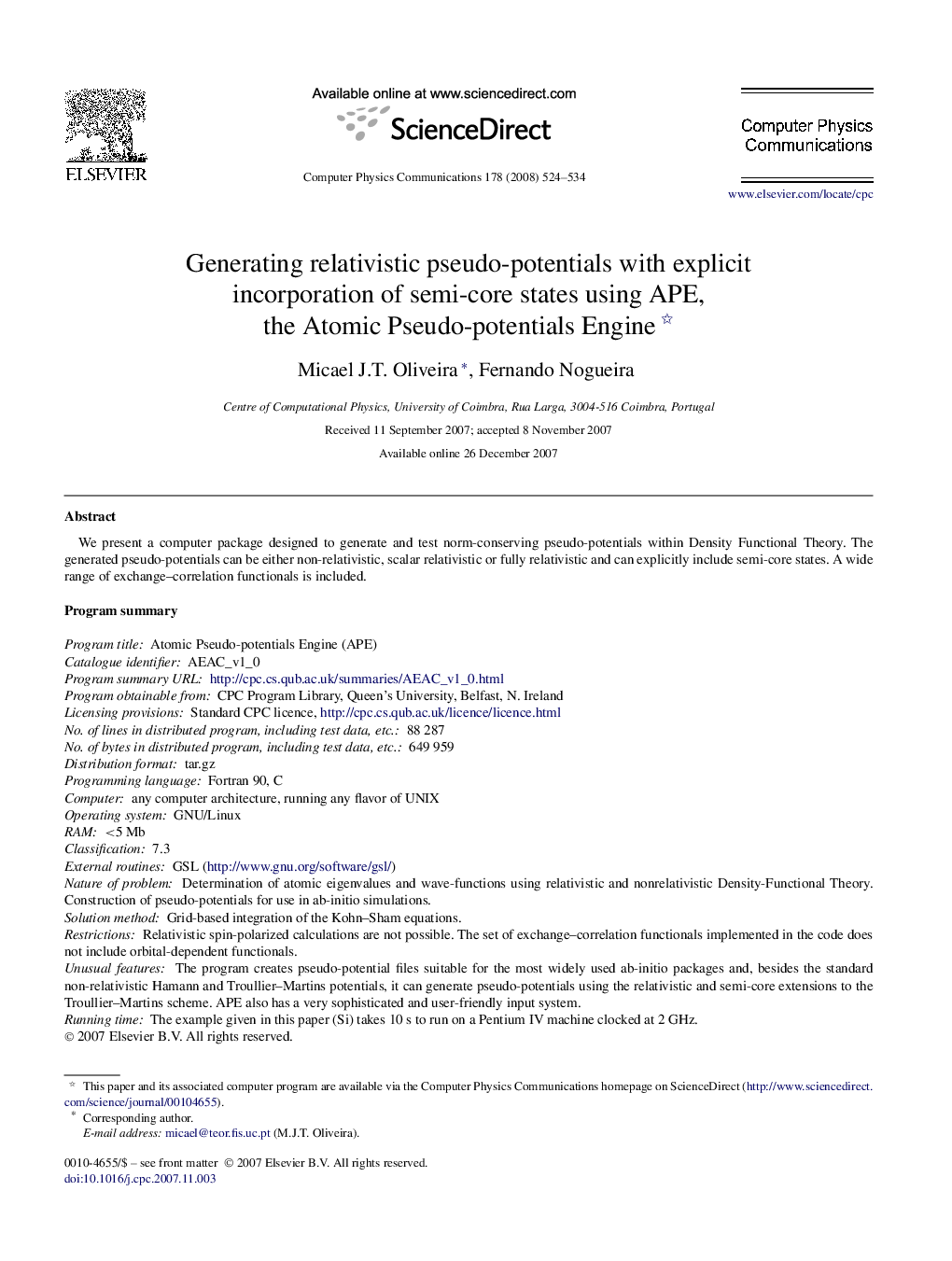 Generating relativistic pseudo-potentials with explicit incorporation of semi-core states using APE, the Atomic Pseudo-potentials Engine 