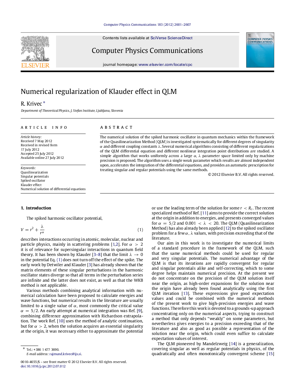 Numerical regularization of Klauder effect in QLM