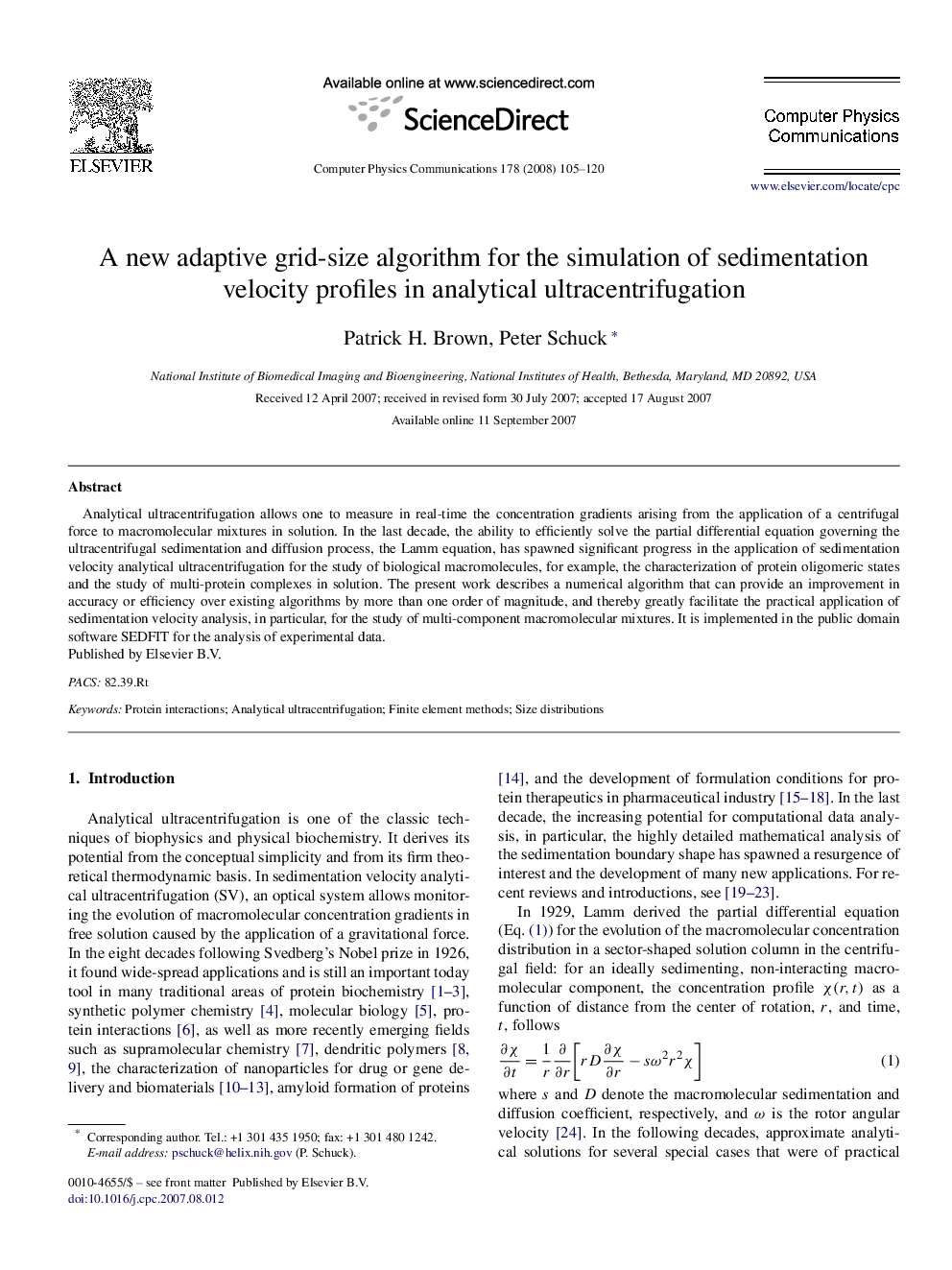 A new adaptive grid-size algorithm for the simulation of sedimentation velocity profiles in analytical ultracentrifugation