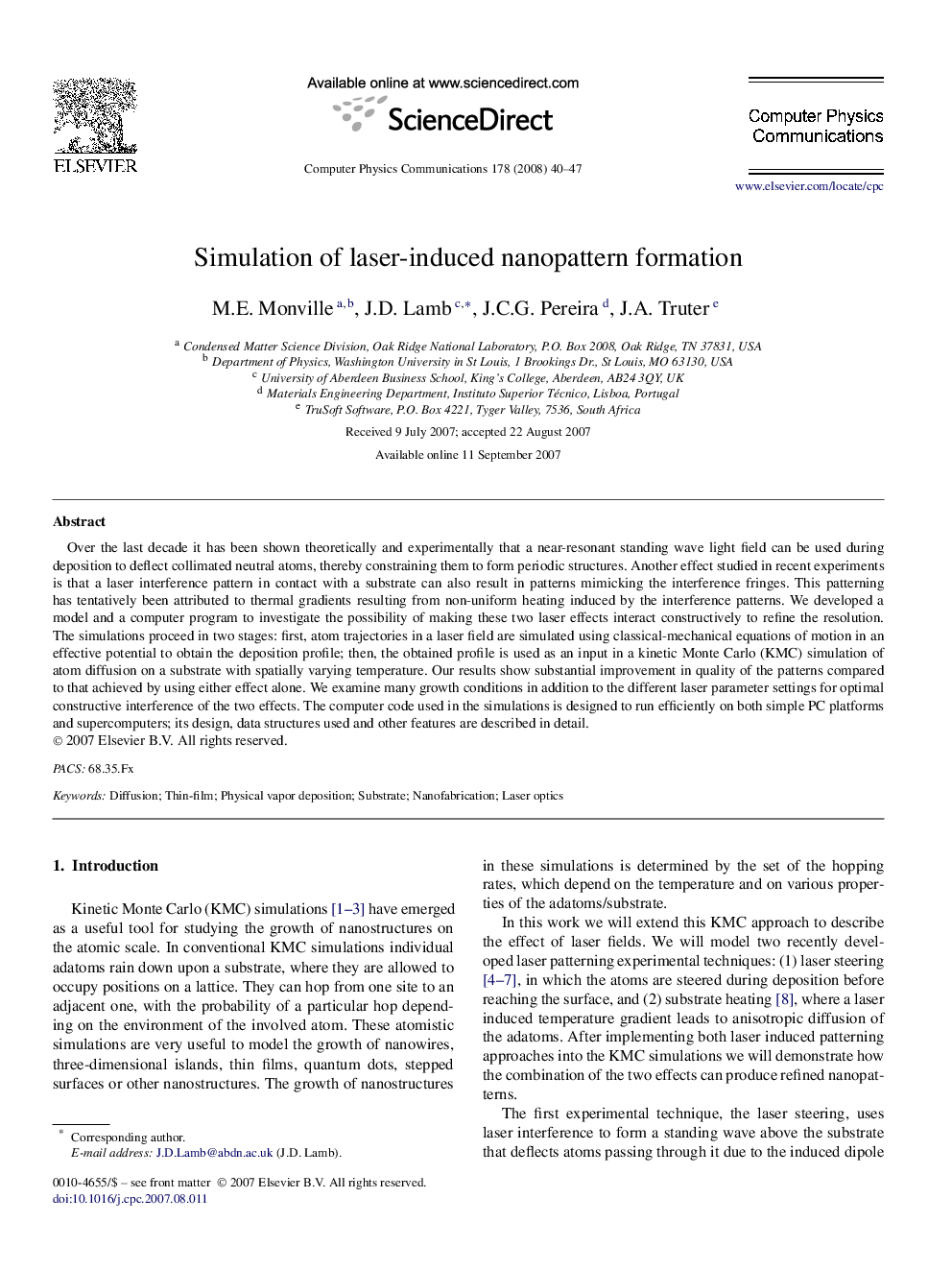 Simulation of laser-induced nanopattern formation