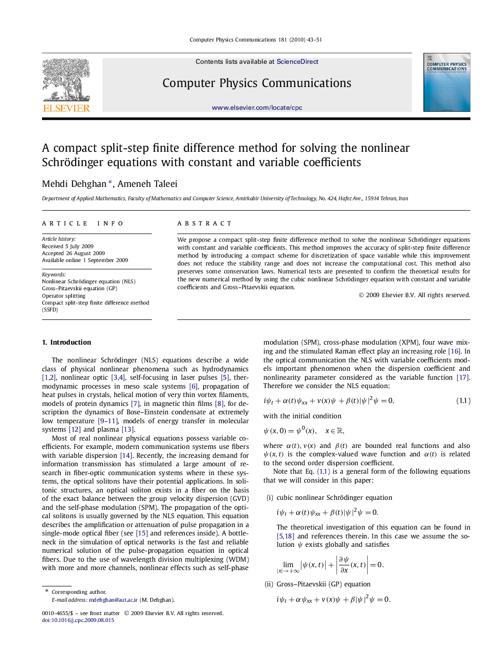 A compact split-step finite difference method for solving the nonlinear Schrödinger equations with constant and variable coefficients