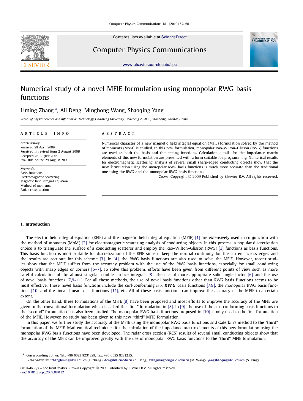 Numerical study of a novel MFIE formulation using monopolar RWG basis functions