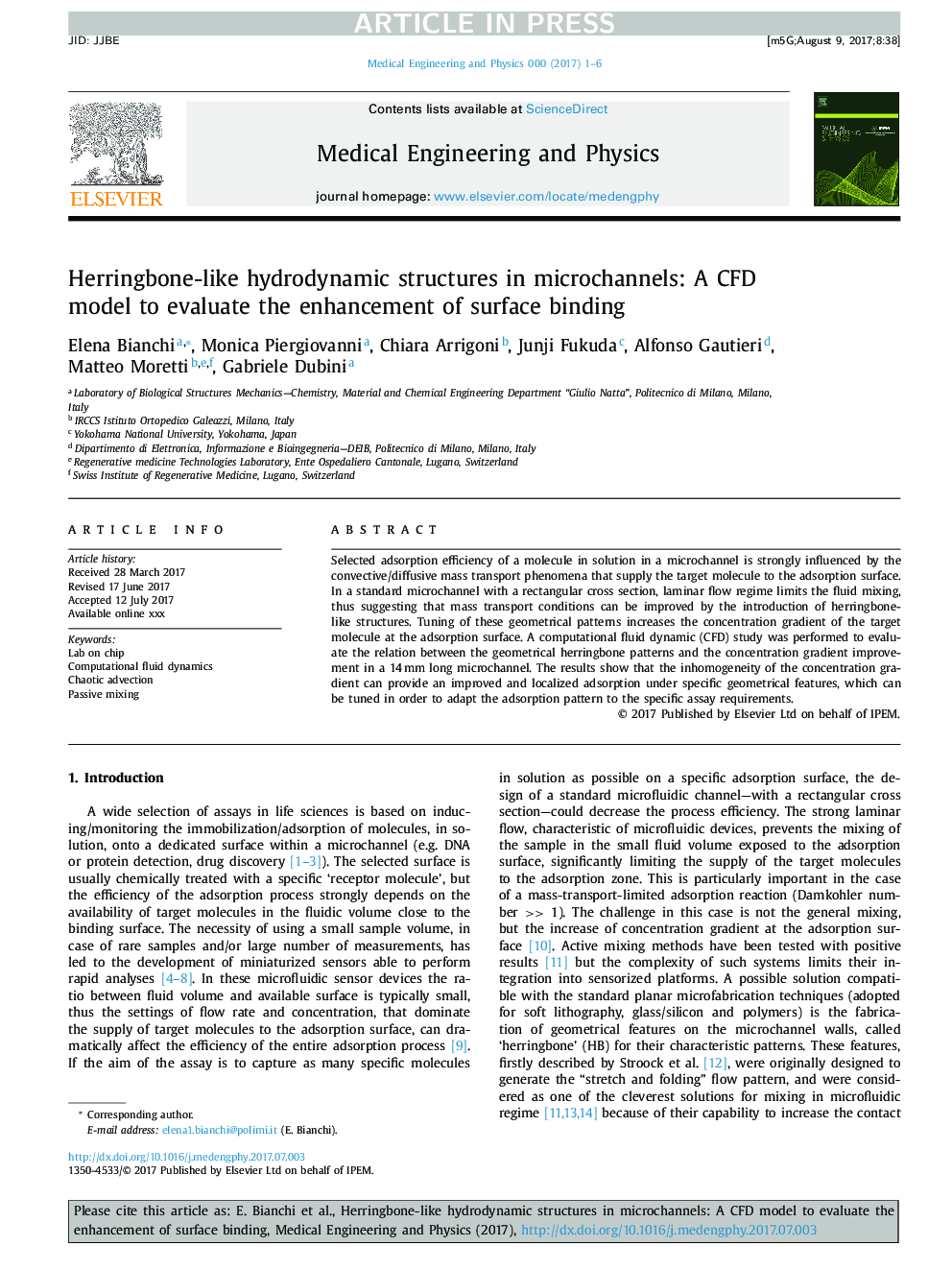 Herringbone-like hydrodynamic structures in microchannels: A CFD model to evaluate the enhancement of surface binding