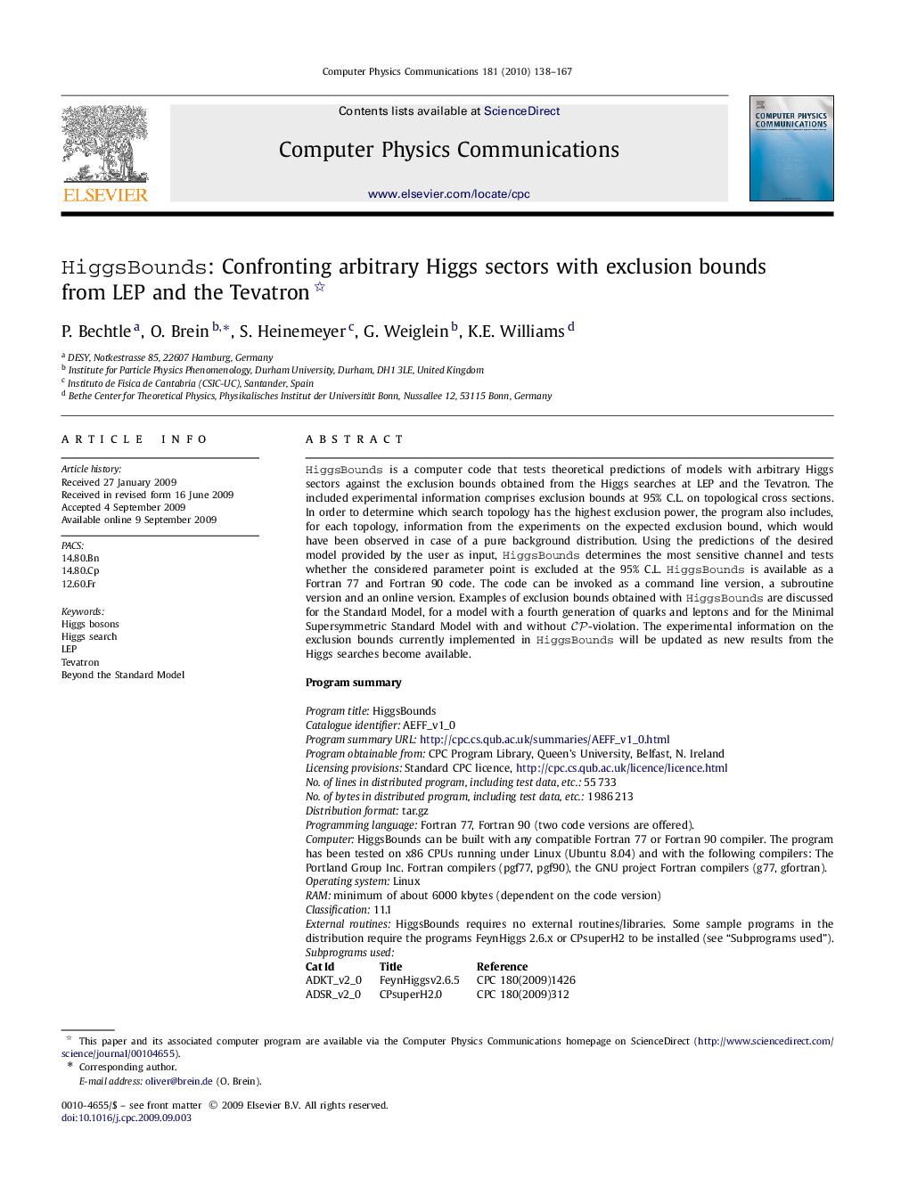 HiggsBounds: Confronting arbitrary Higgs sectors with exclusion bounds from LEP and the Tevatron 