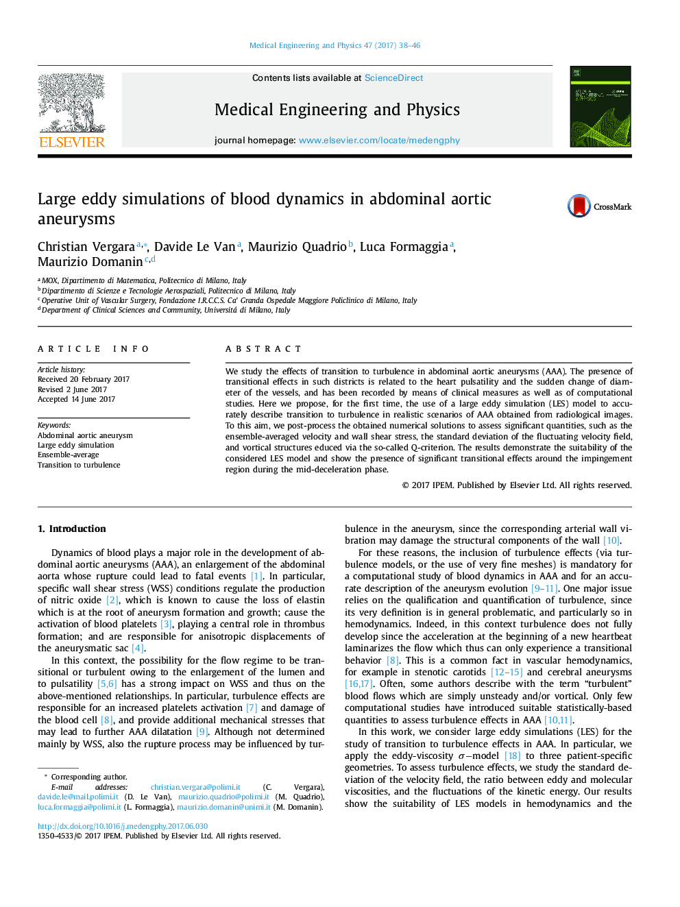 Large eddy simulations of blood dynamics in abdominal aortic aneurysms