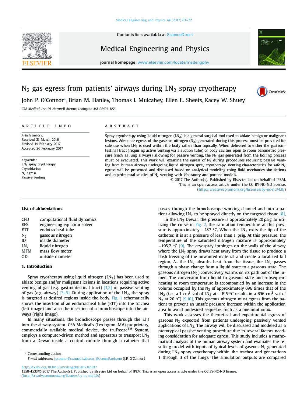 N2 gas egress from patients' airways during LN2 spray cryotherapy