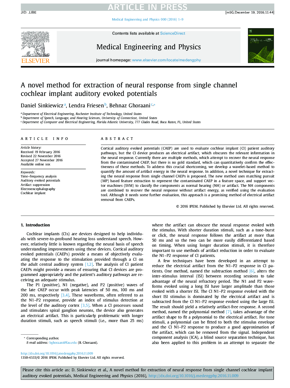 A novel method for extraction of neural response from single channel cochlear implant auditory evoked potentials