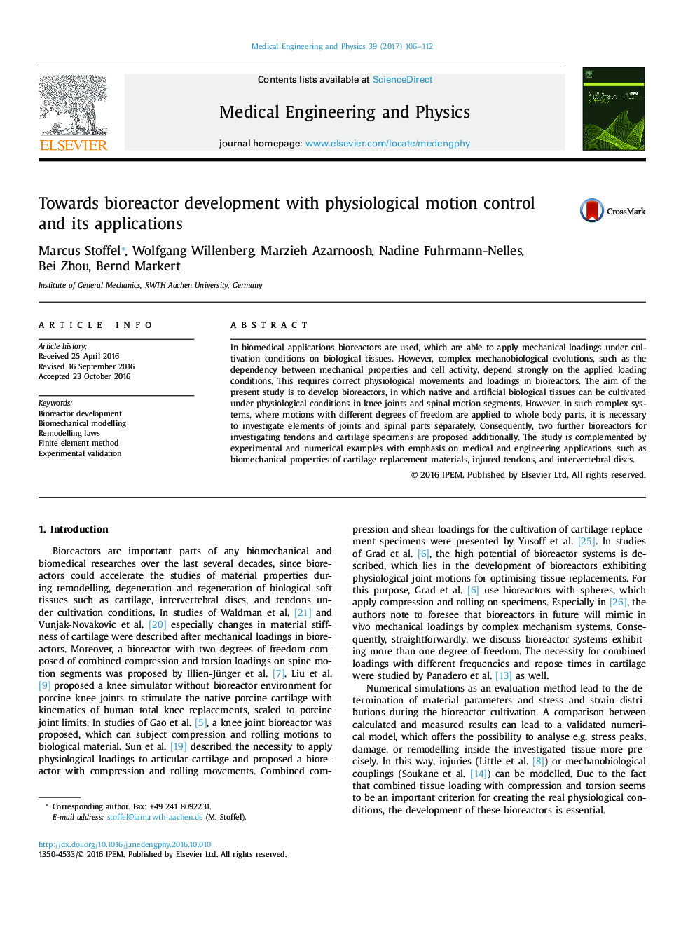 Towards bioreactor development with physiological motion control and its applications