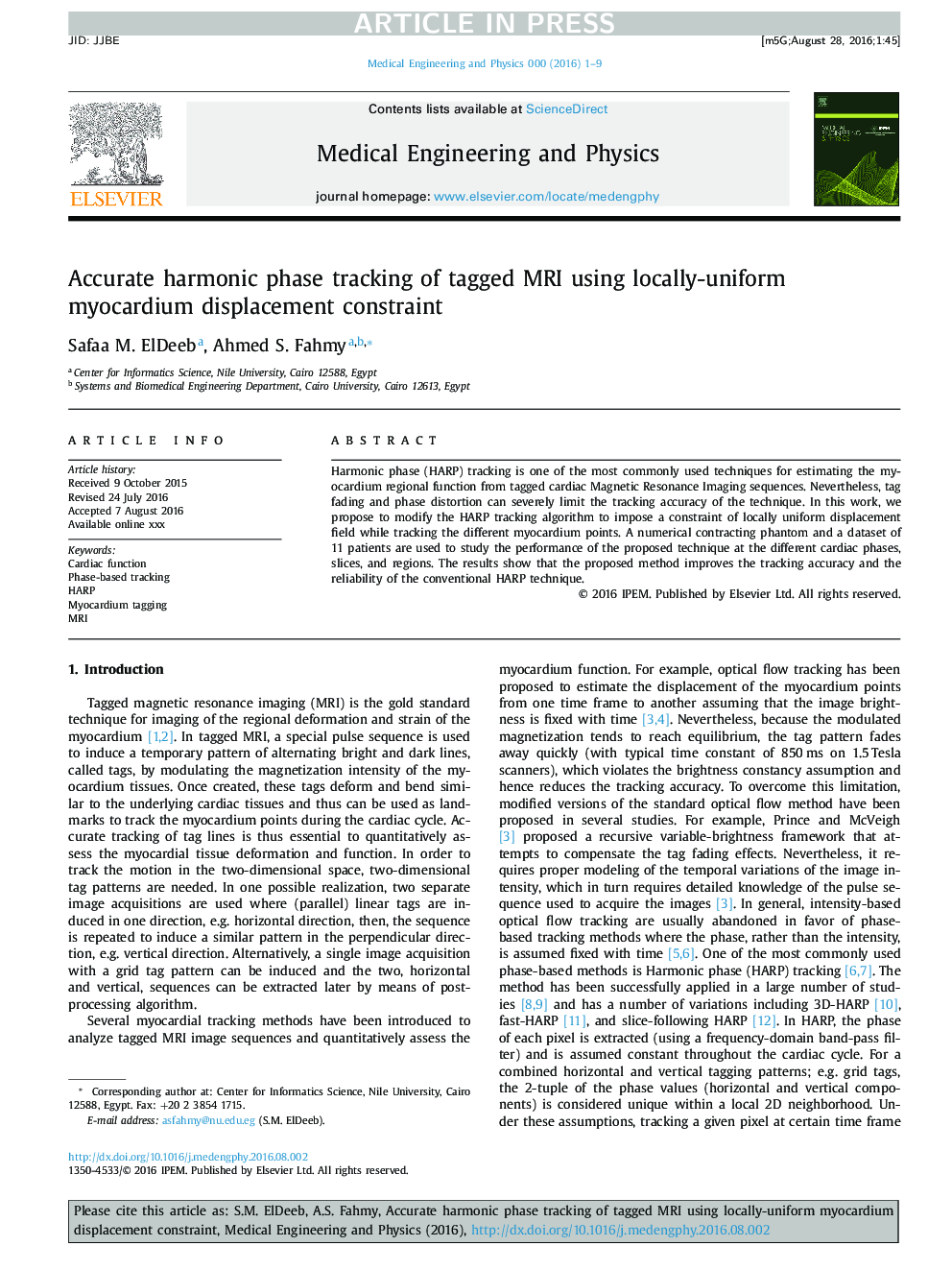 Accurate harmonic phase tracking of tagged MRI using locally-uniform myocardium displacement constraint