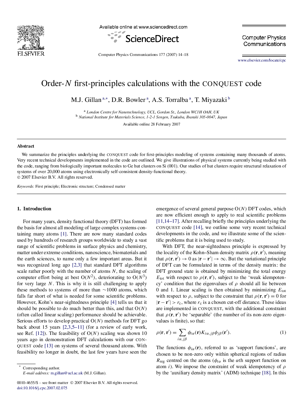 Order-N first-principles calculations with the conquest code