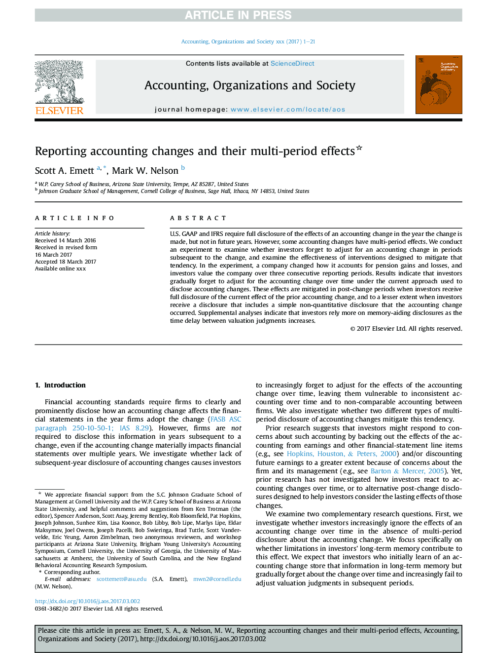 Reporting accounting changes and their multi-period effects