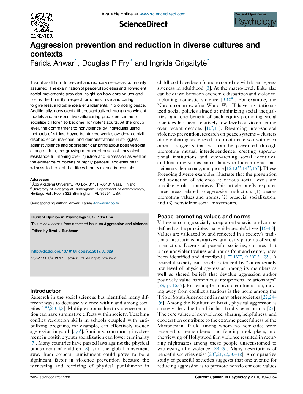 Aggression prevention and reduction in diverse cultures and contexts