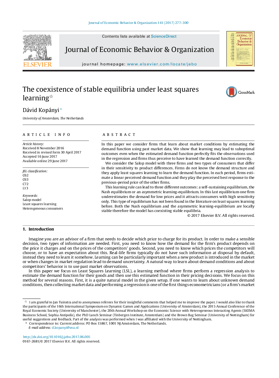 The coexistence of stable equilibria under least squares learning