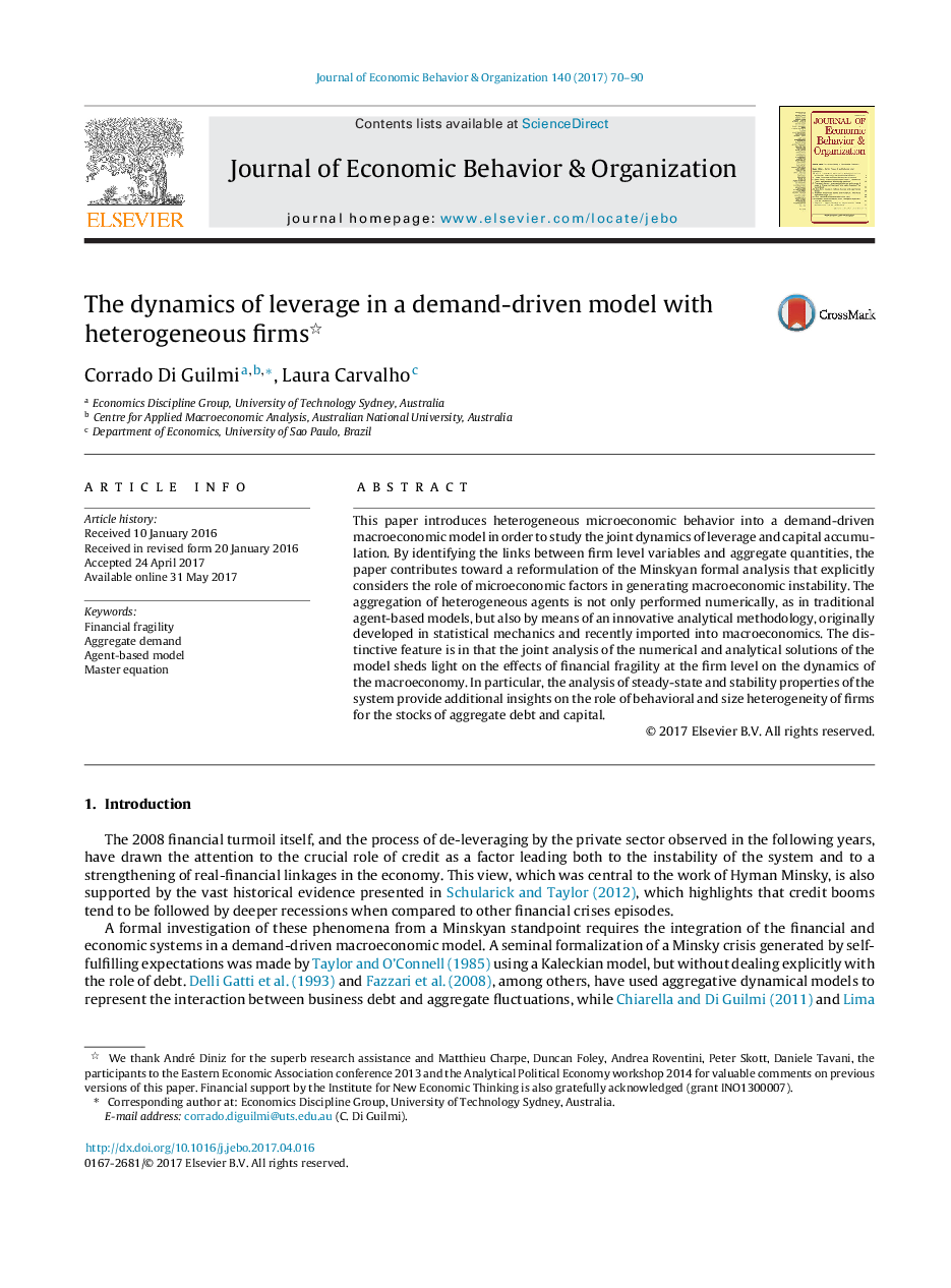 The dynamics of leverage in a demand-driven model with heterogeneous firms