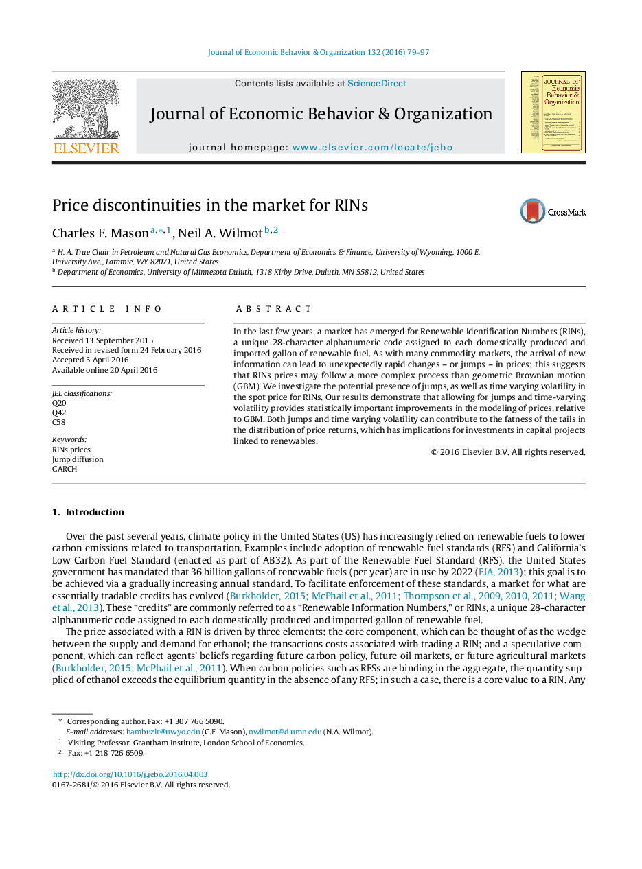 Price discontinuities in the market for RINs