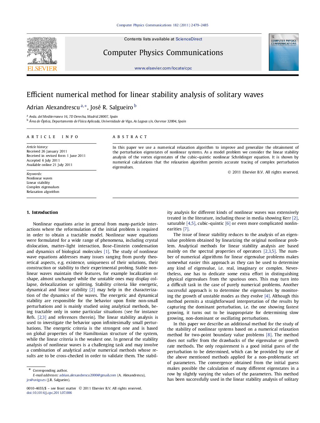 Efficient numerical method for linear stability analysis of solitary waves