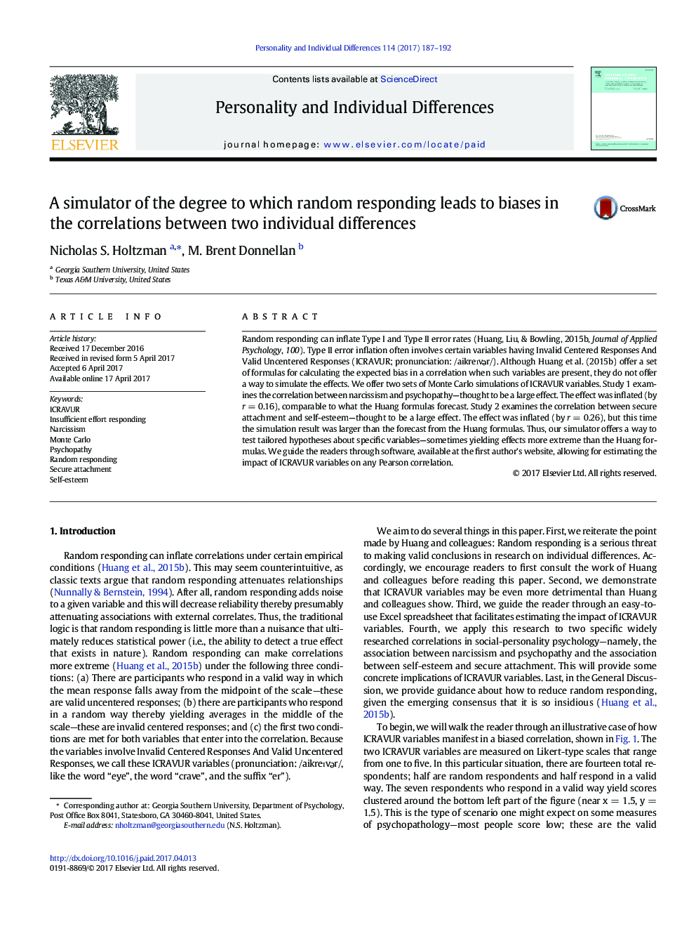 A simulator of the degree to which random responding leads to biases in the correlations between two individual differences