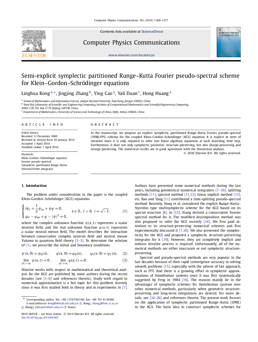 Semi-explicit symplectic partitioned Runge–Kutta Fourier pseudo-spectral scheme for Klein–Gordon–Schrödinger equations