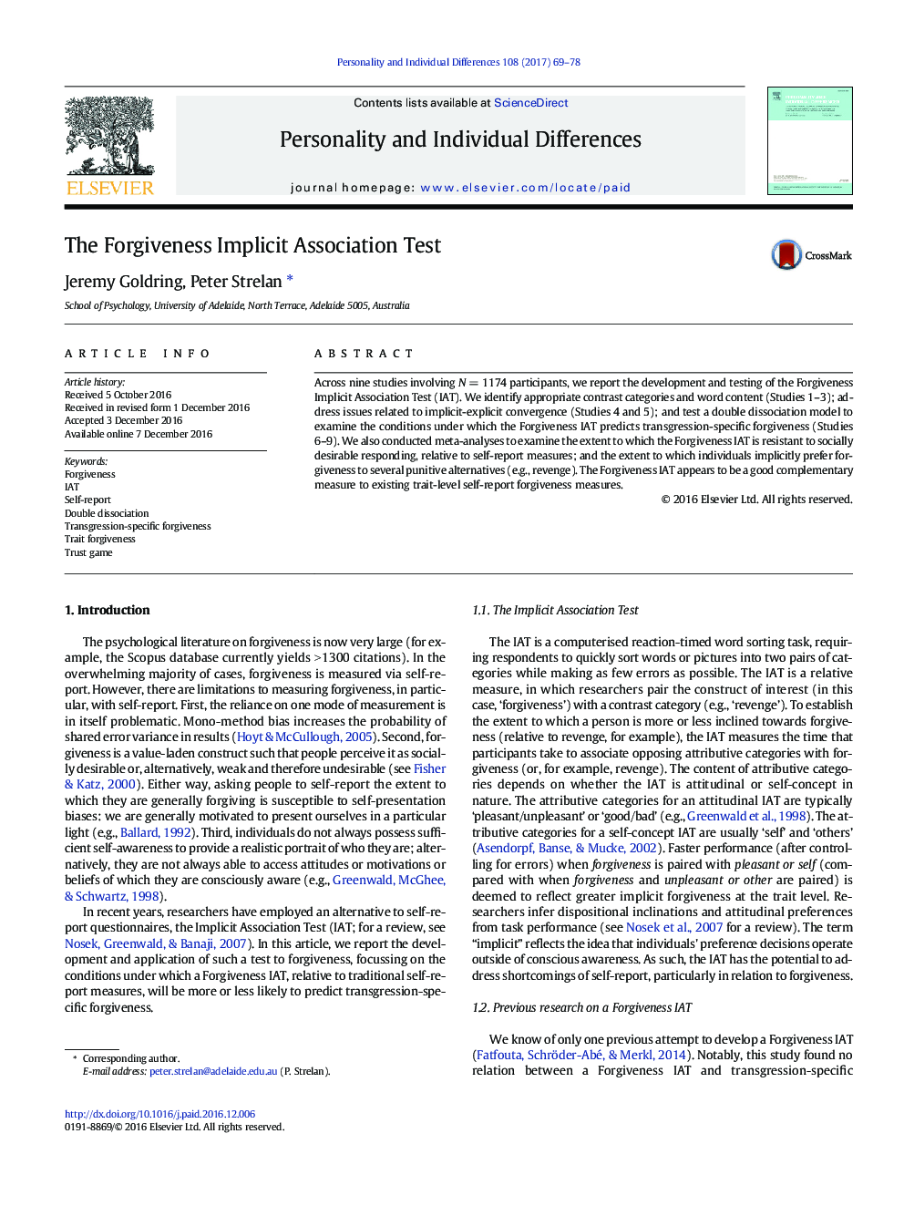 The Forgiveness Implicit Association Test