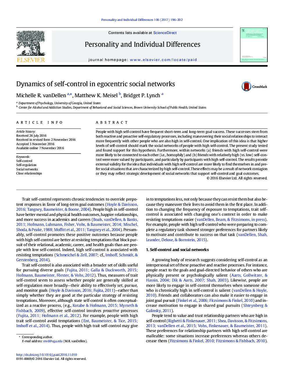 Dynamics of self-control in egocentric social networks