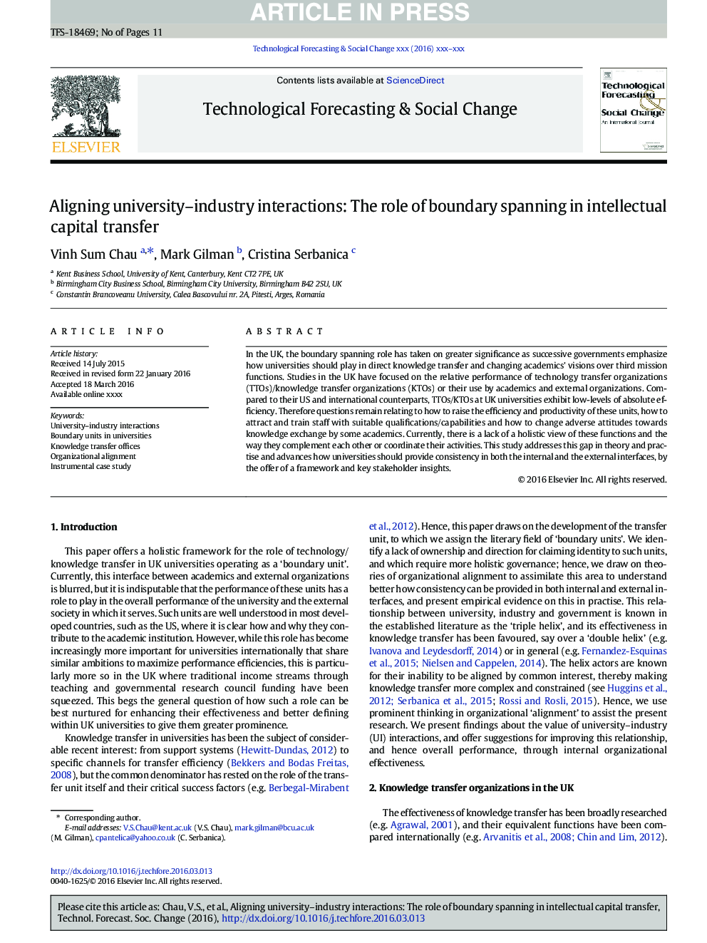 Aligning university-industry interactions: The role of boundary spanning in intellectual capital transfer