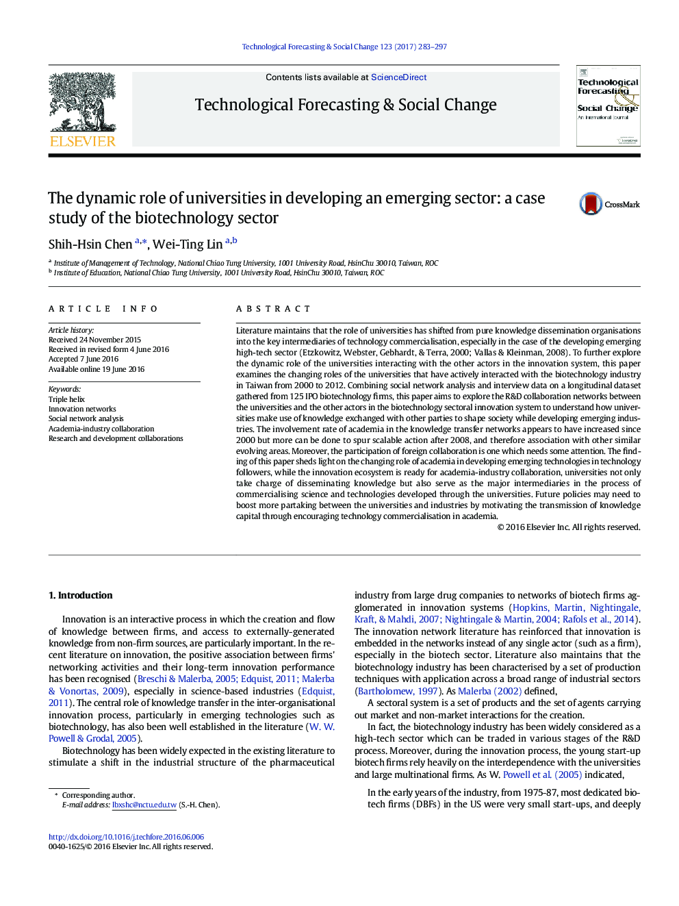 The dynamic role of universities in developing an emerging sector: a case study of the biotechnology sector