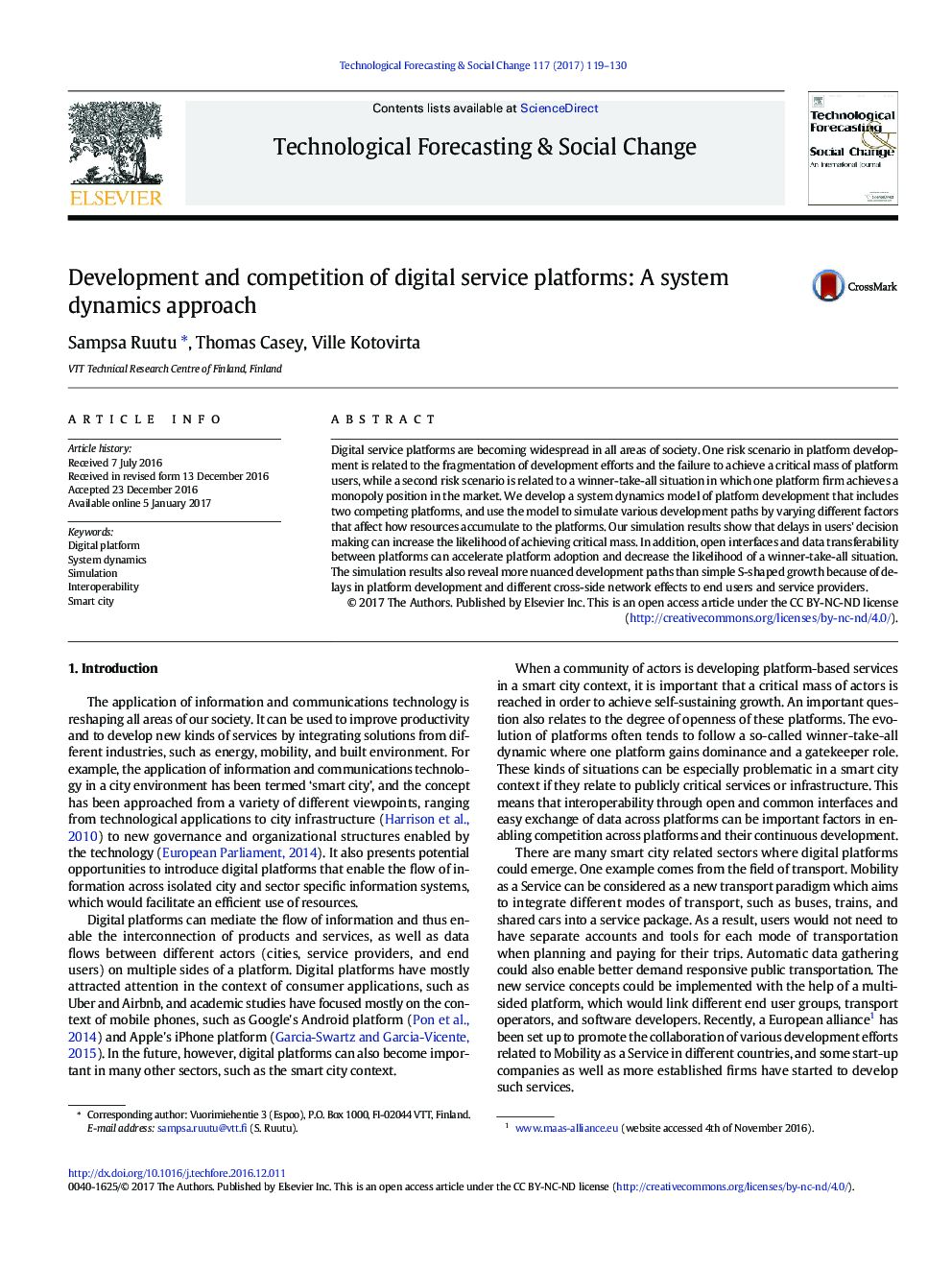 Development and competition of digital service platforms: A system dynamics approach