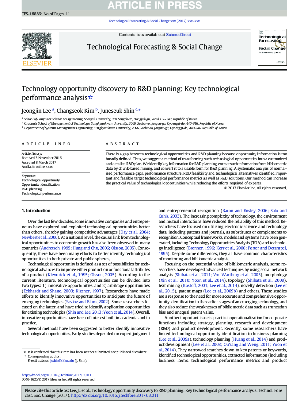 Technology opportunity discovery to R&D planning: Key technological performance analysis