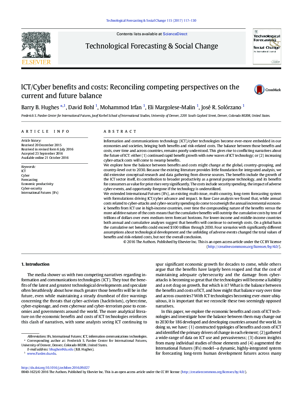 ICT/Cyber benefits and costs: Reconciling competing perspectives on the current and future balance