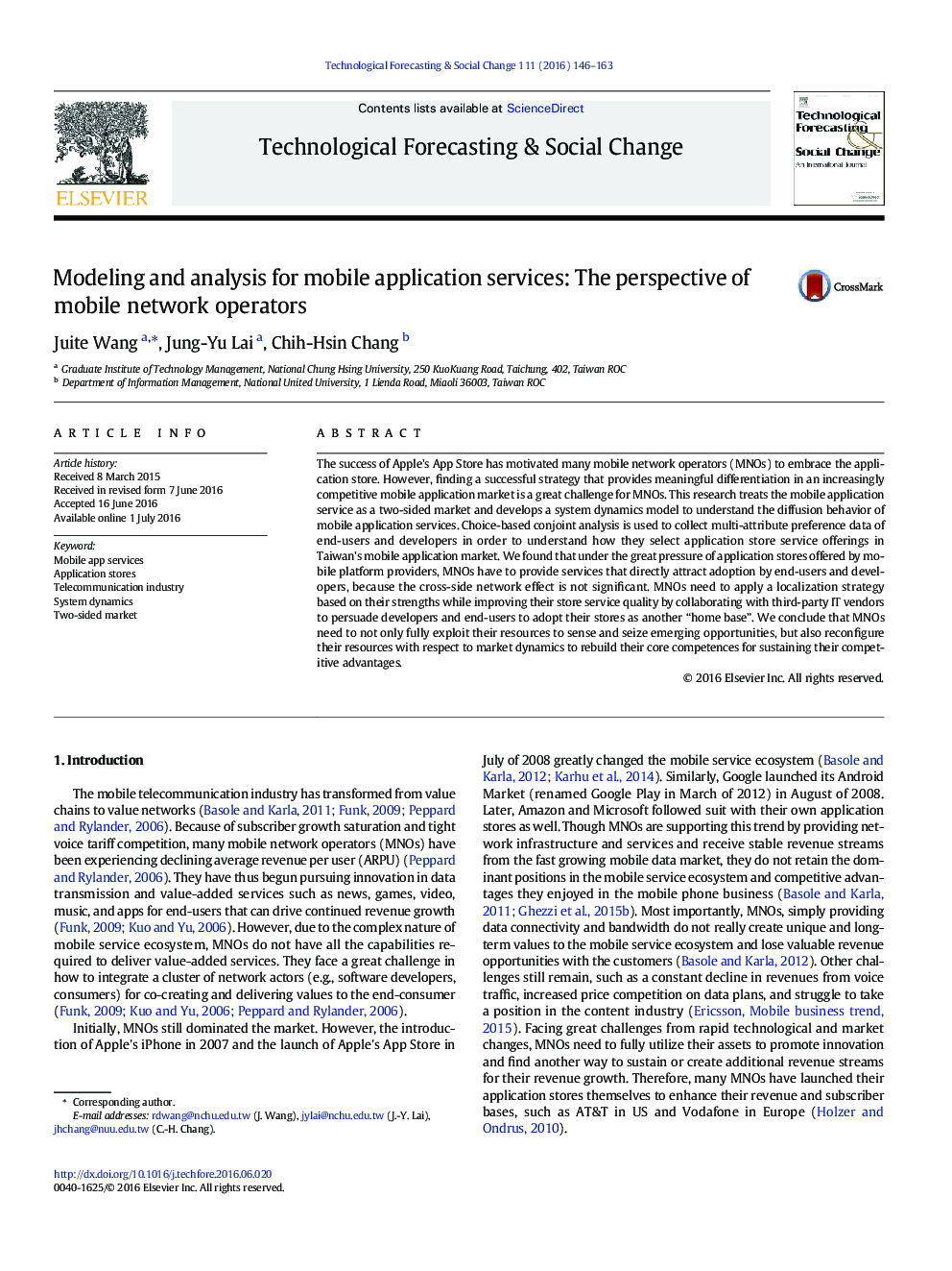مدل سازی و تجزیه و تحلیل برای خدمات برنامه های تلفن همراه: چشم انداز اپراتورهای شبکه تلفن همراه 