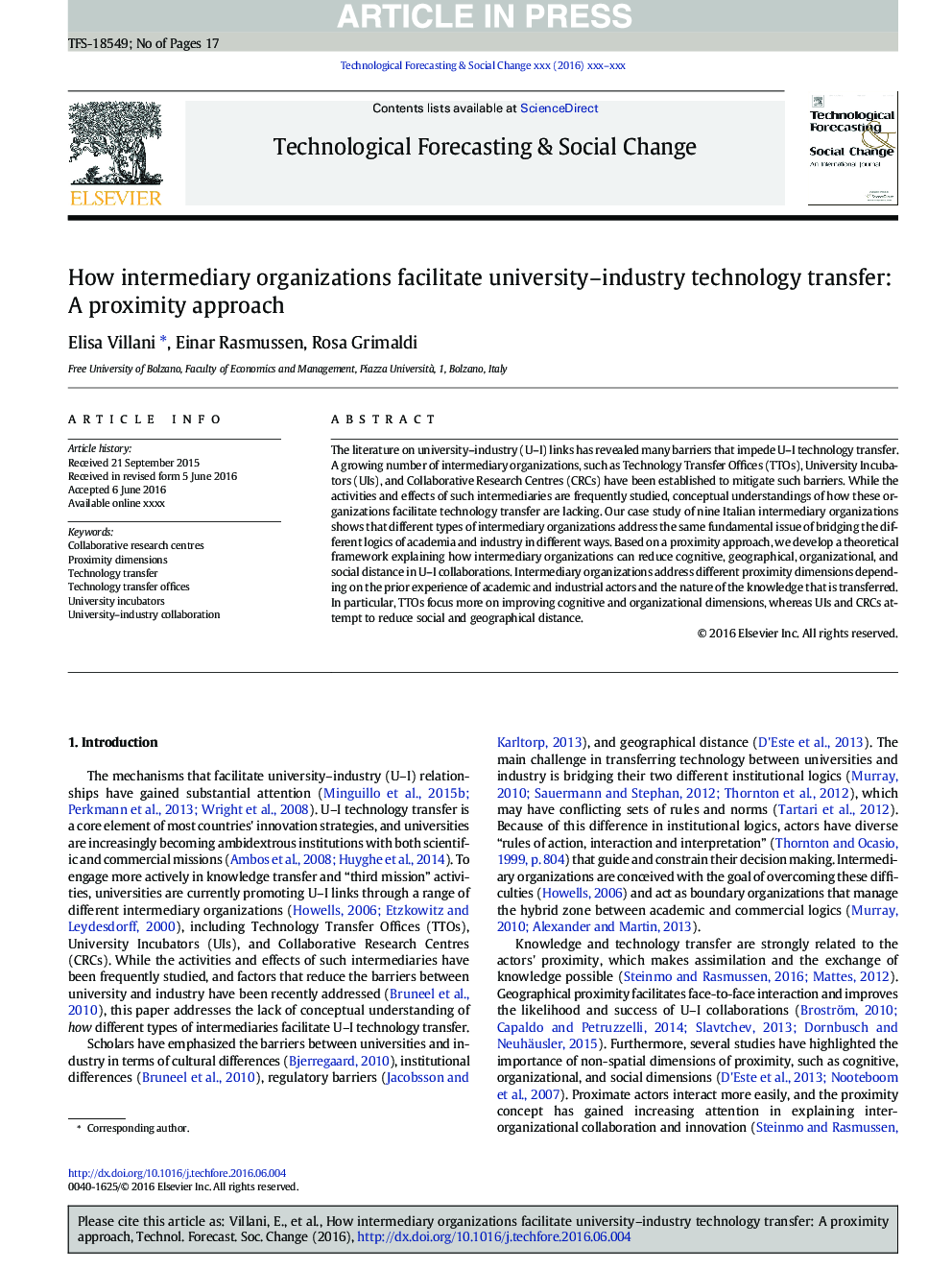 How intermediary organizations facilitate university-industry technology transfer: A proximity approach