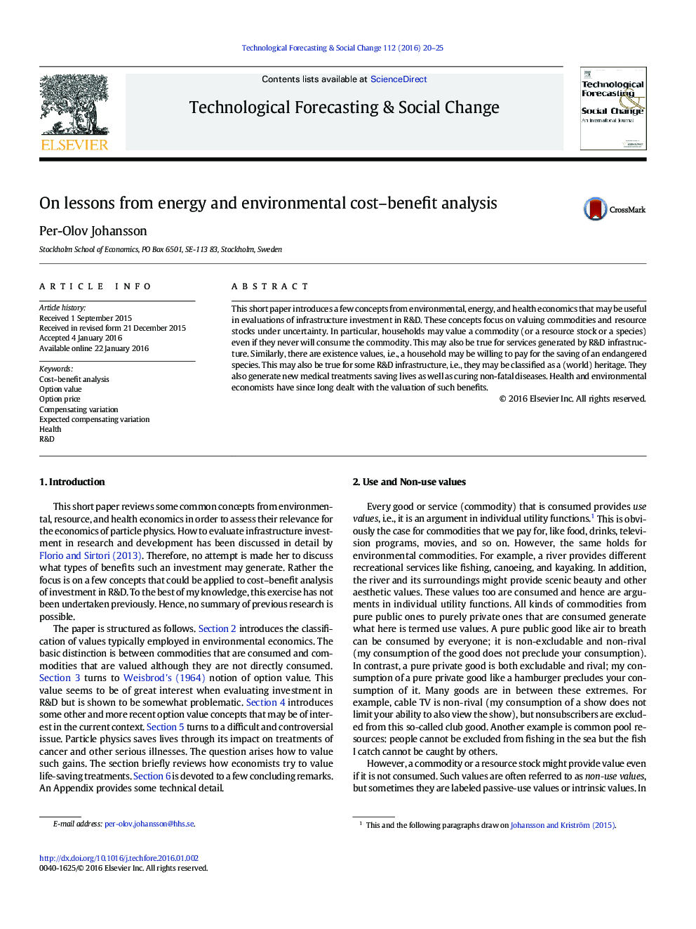 On lessons from energy and environmental cost-benefit analysis