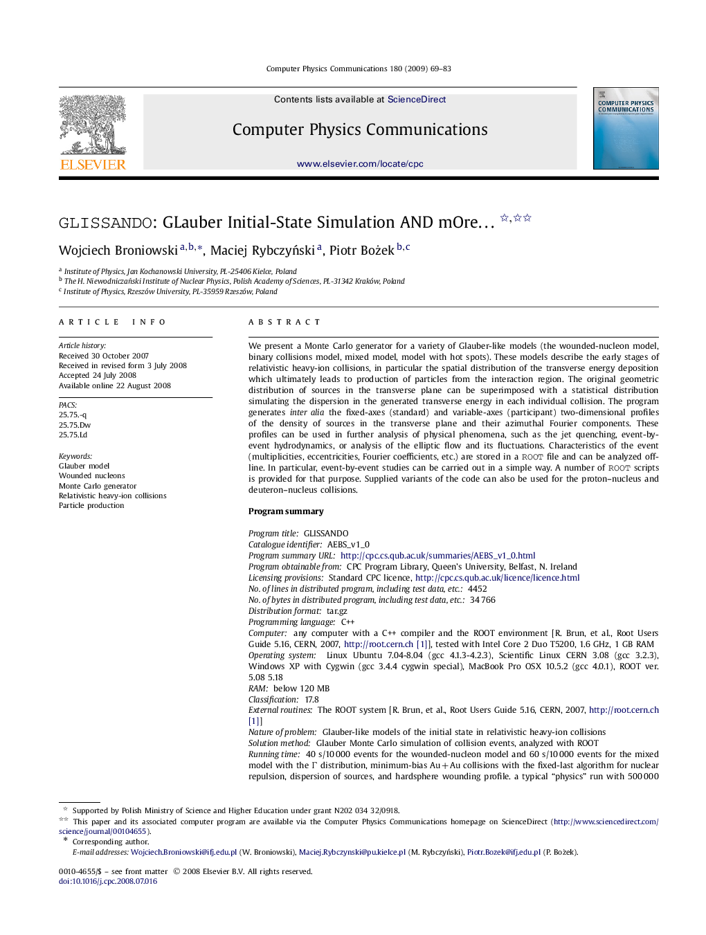 GLISSANDO: GLauber Initial-State Simulation AND mOre… 