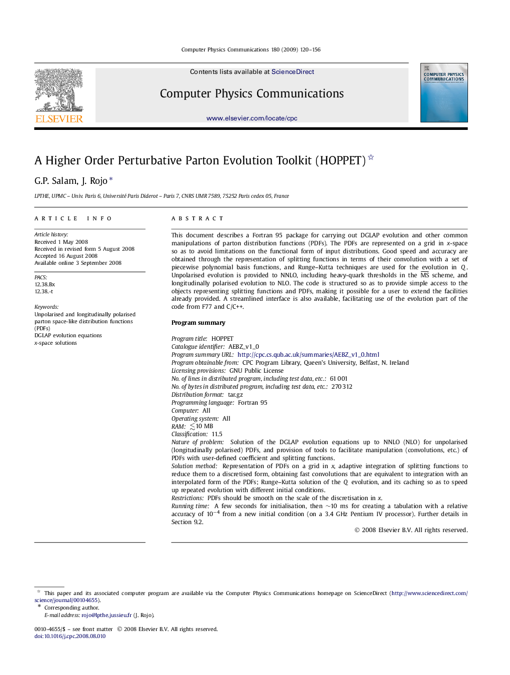 عکس صفحه اول مقاله: A Higher Order Perturbative Parton Evolution Toolkit (HOPPET) A Higher Order Perturbative Parton Evolution Toolkit (HOPPET)