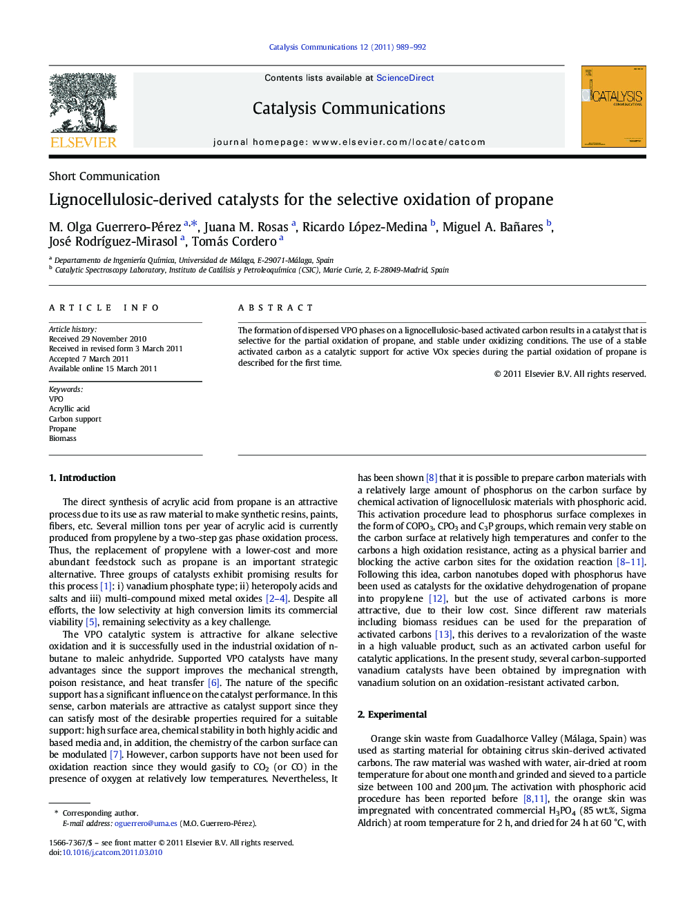 Lignocellulosic-derived catalysts for the selective oxidation of propane