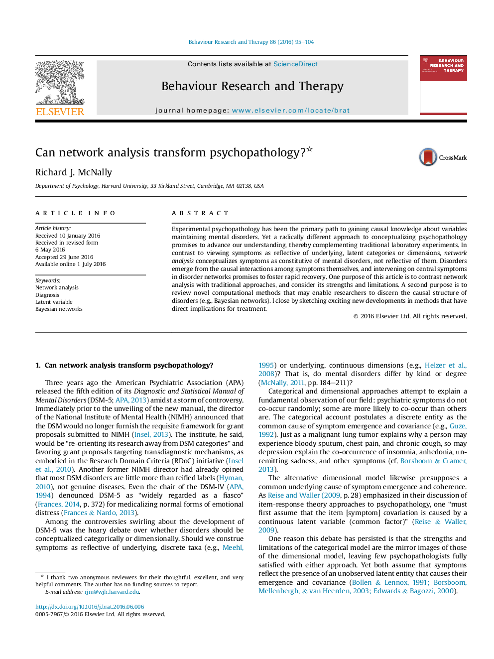 Can network analysis transform psychopathology?